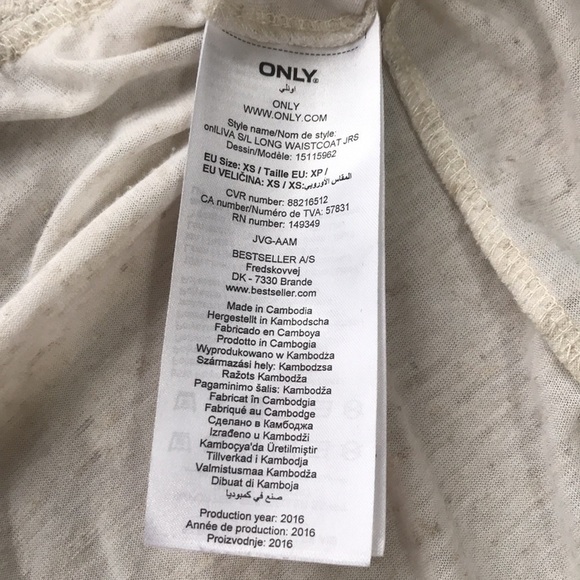 Only LONG DETAILED WAISTCOAT linen blend crochet lace vest cardigan XS - Picture 8 of 10